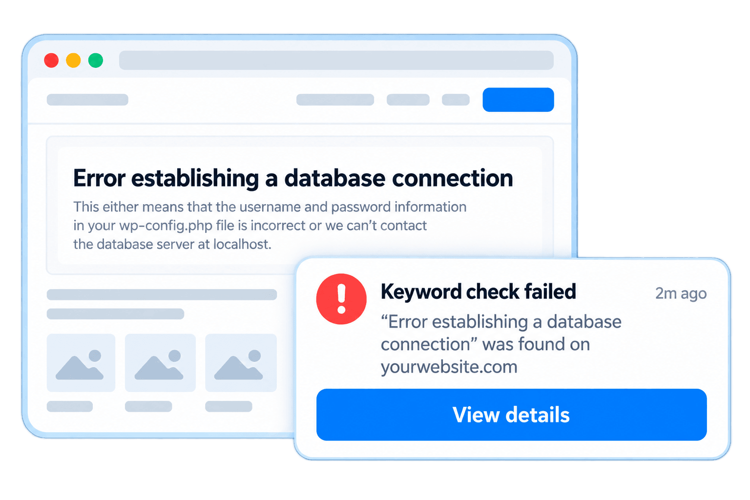 Example failed keyword check with incident information
